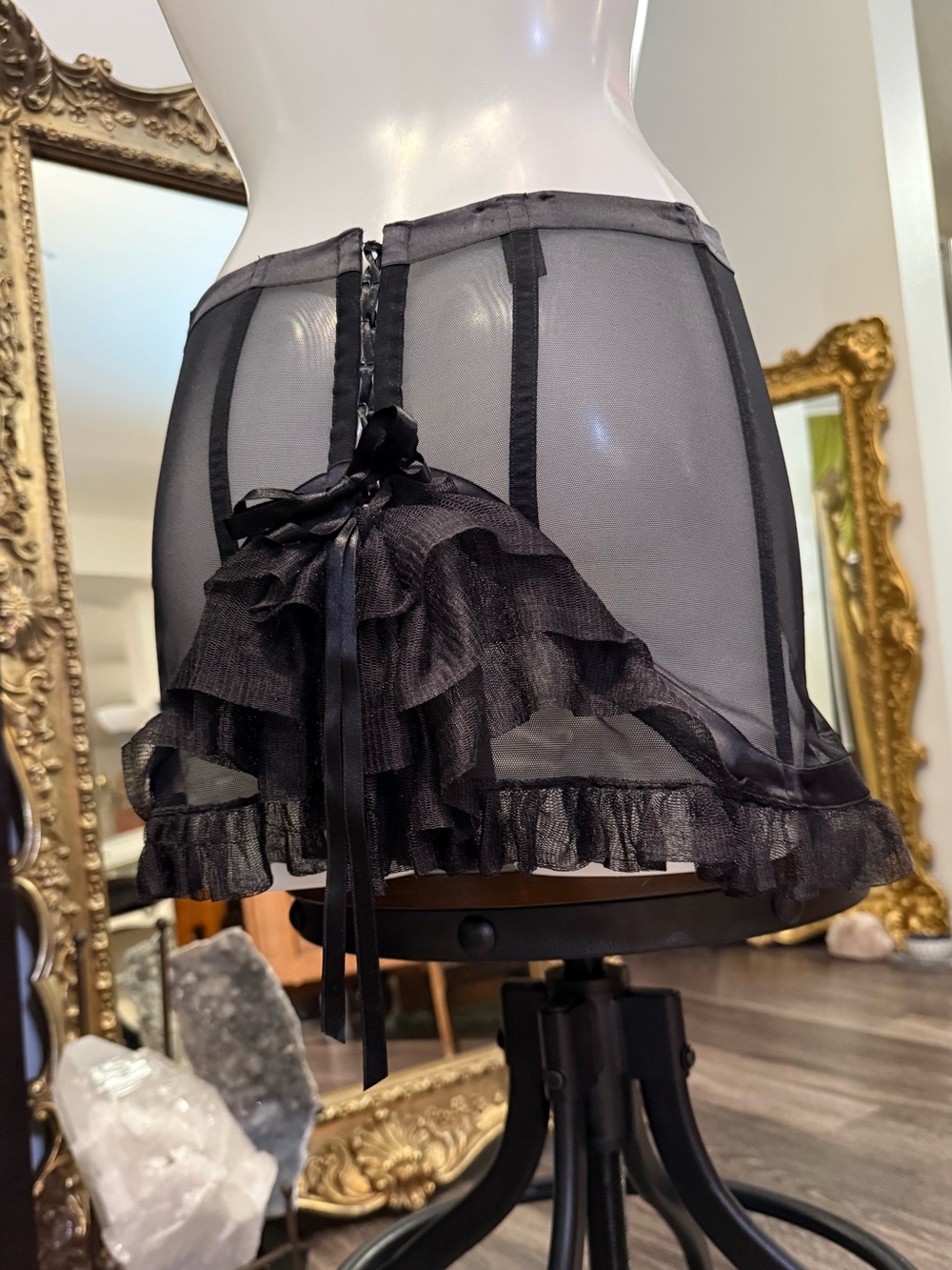 La Perla Black Sheer corset skirt